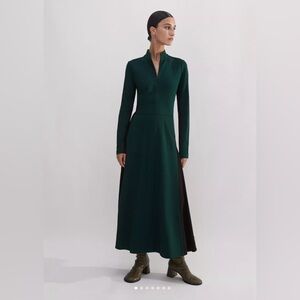 ME+EM Green Travel Tailoring Color Block Maxi Dress